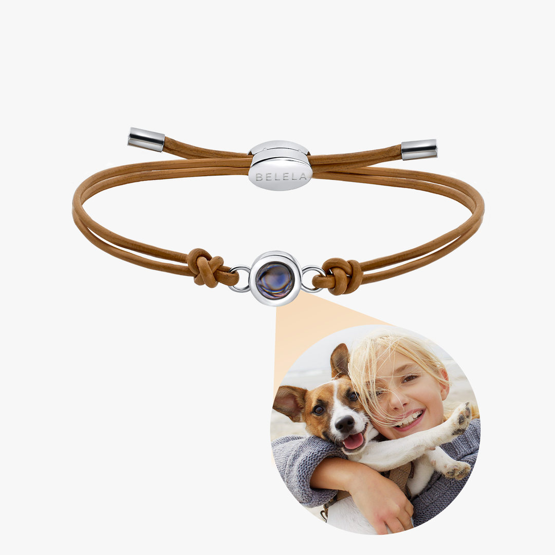 Personalized  Genuine Leather Photo Bracelet